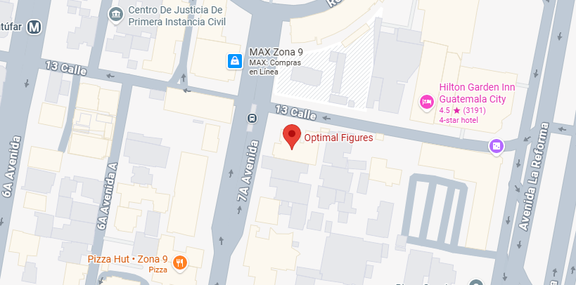 Ubicación Optimal Figures — 7a Avenida 13-01, La Cúpula, Zona 9, Guatemala City